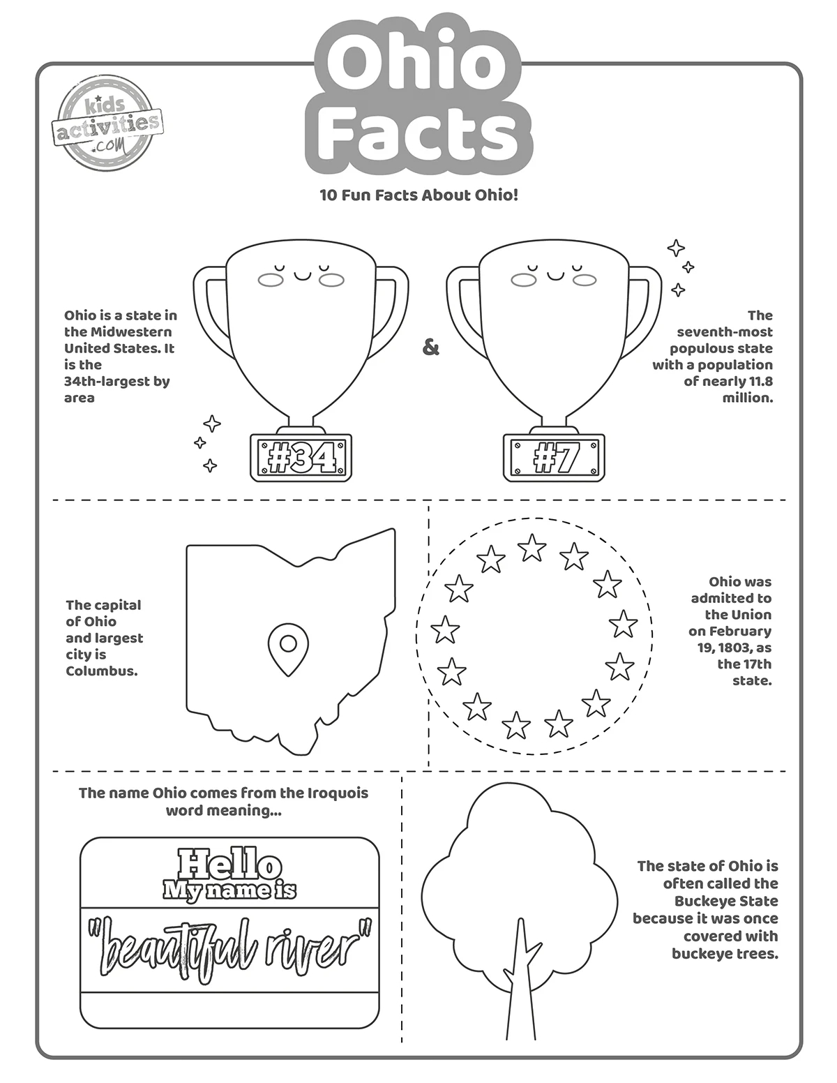 Fun Ohio Facts For Kids Print Play Kids Activities Blog