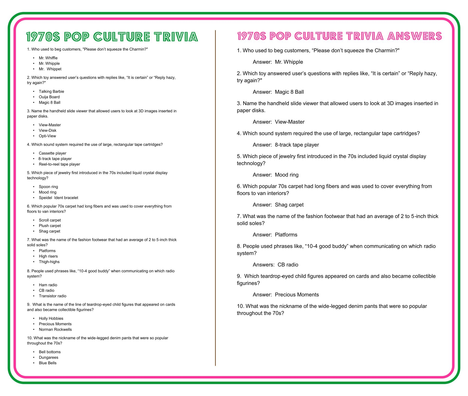 Fun Trivia 10 Free PDF Printables Printablee Worksheets Library