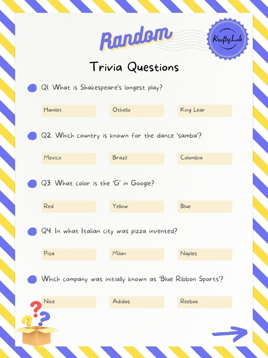 Random Trivia with Answers Printable
