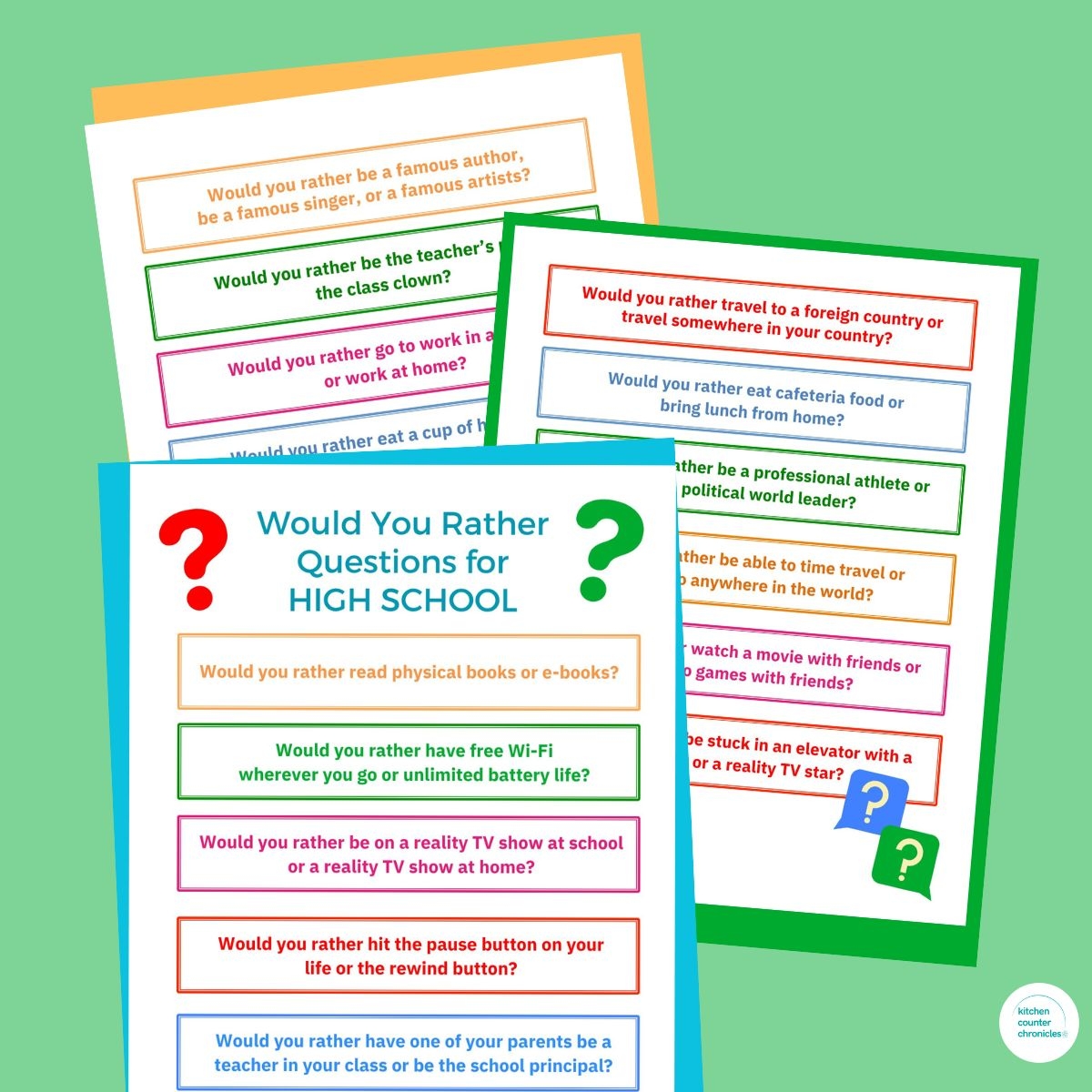 Printable Would You Rather Questions for Teens