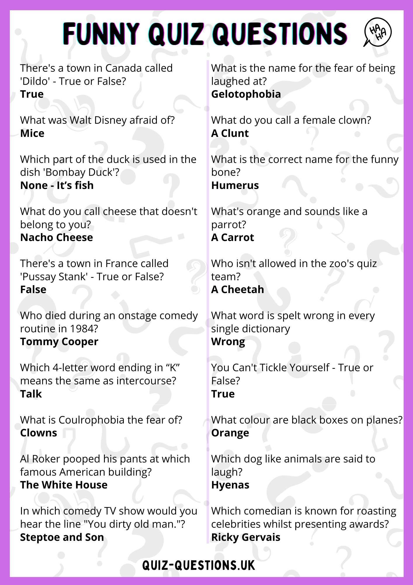Funny Quiz Questions Answers 2025