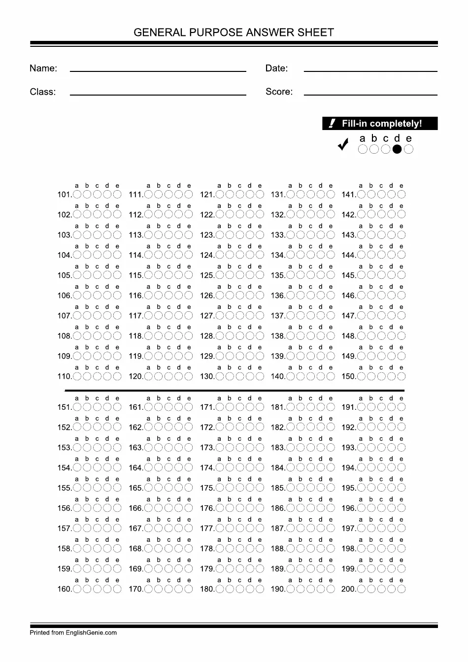 general purpose multiple choice answer sheet download printable pdf templateroller