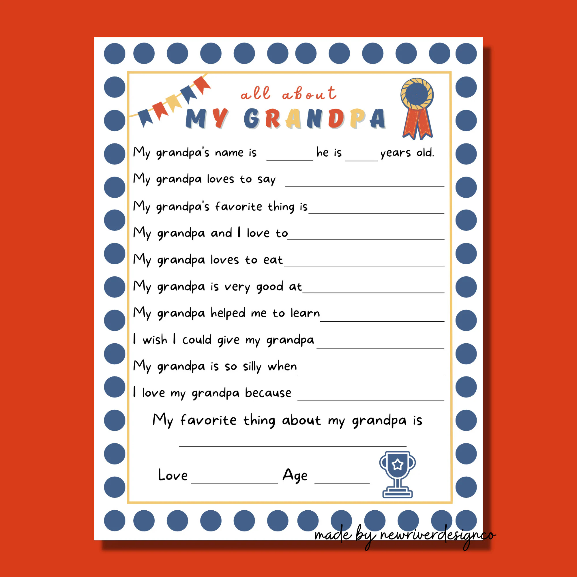 Grandpa Questionnaire Printable Grandparent s Day Gift PDF Etsy Australia