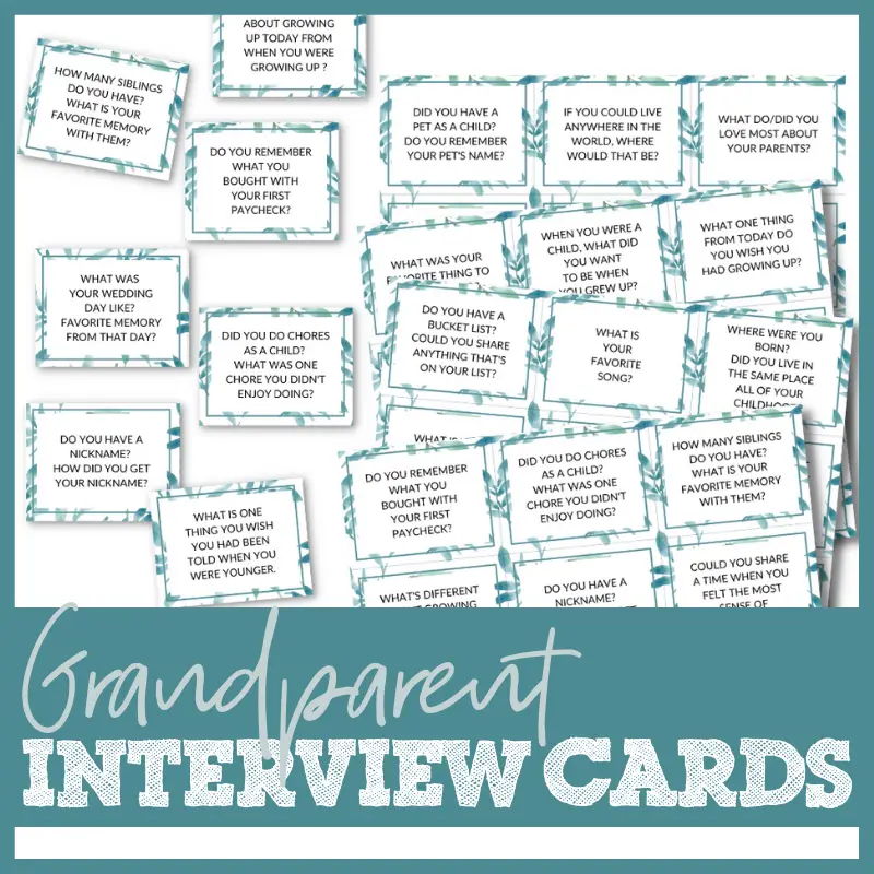 Grandparent s Day Activity Grandparent Interview Cards