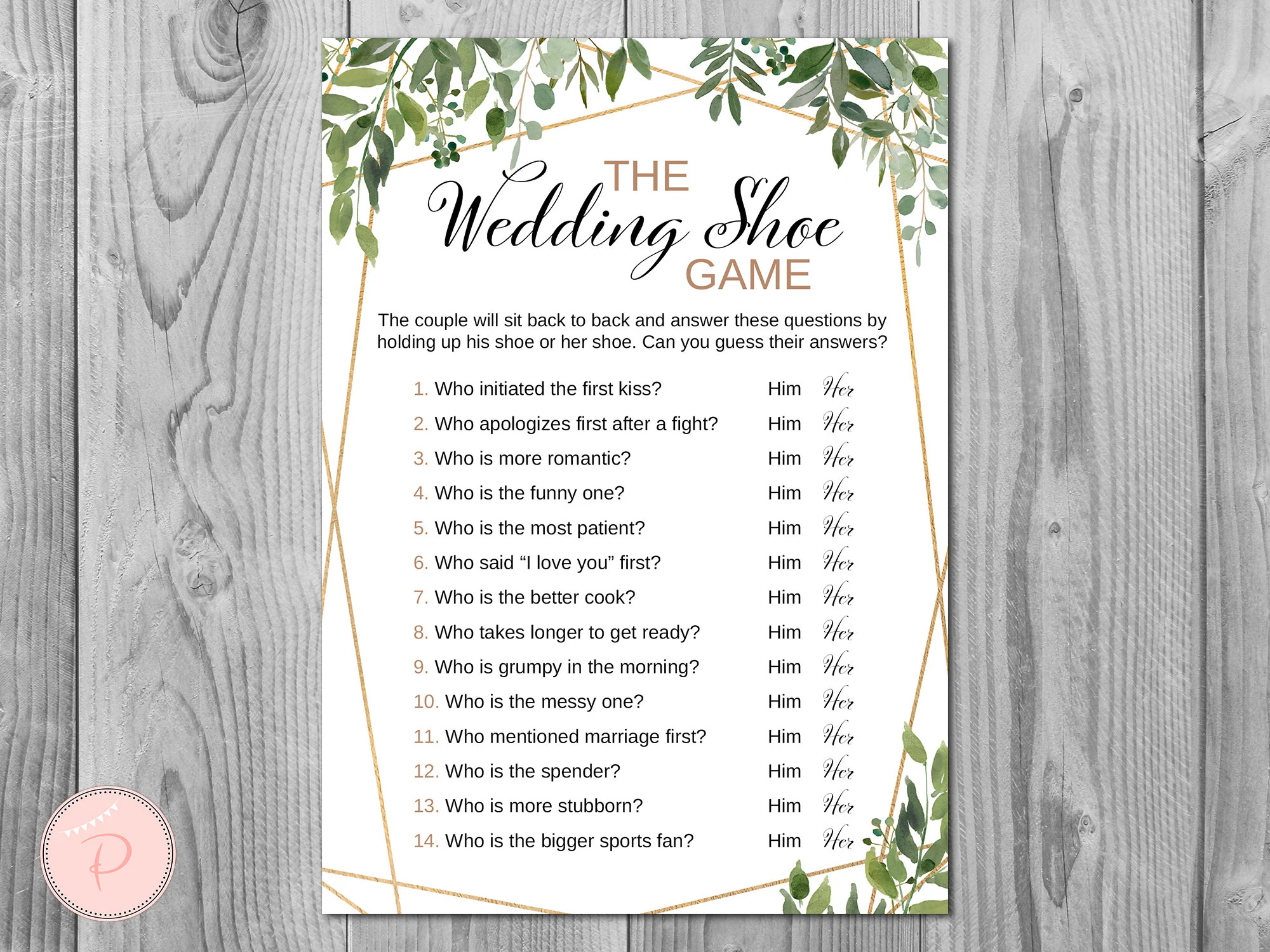 Greenery The Wedding Shoe Game Bridal Shower Game Who Said The Phrase Game Bridal Shower Games Wedding Shower Games Printable Game TH93 Etsy