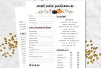 Halloween Secret Sister Questionnaire Fall Gift Exchange Survey And Favorite Things Quiz Secret Sister Printable All About Me PDF Etsy