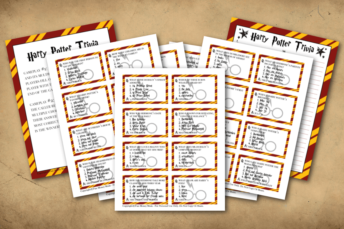 Harry Potter Trivia Questions And Answers Free Printable 