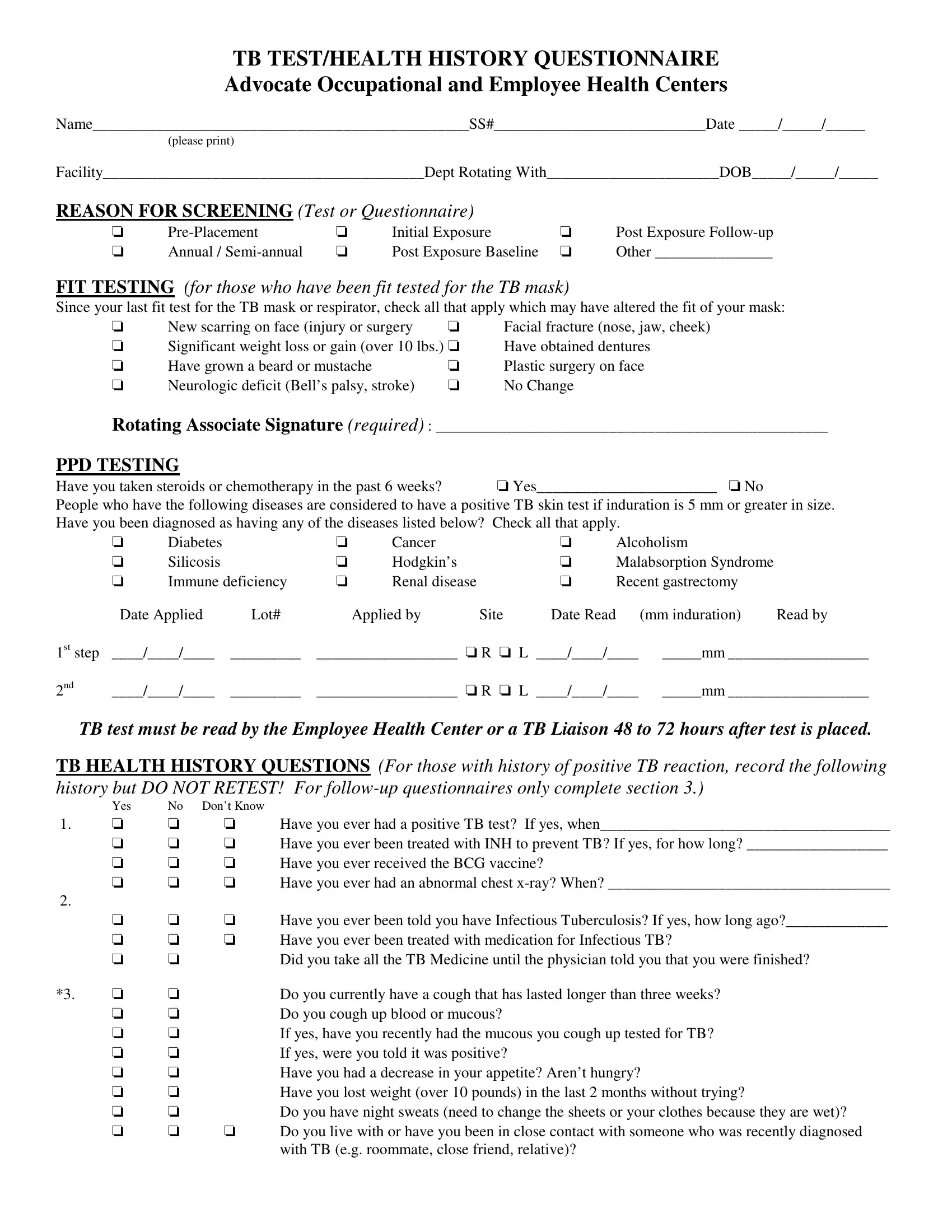 Health Questionnaire Form Fill Out Printable PDF Forms Online