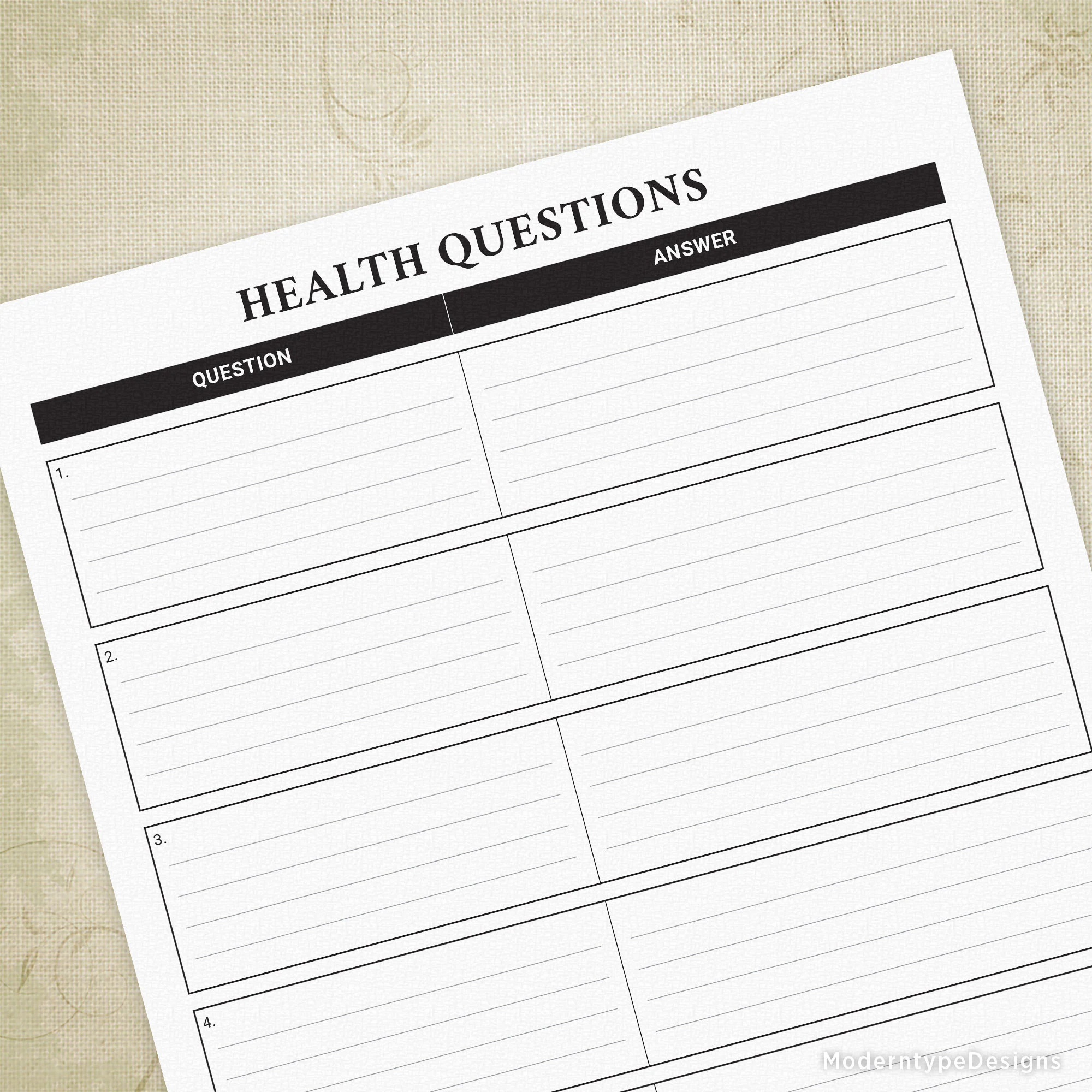 Health Questions Printable Form Questionnaire For Doctor Or Nurse Visit Log Patient Problems Digital File Instant Download Syt004 Etsy