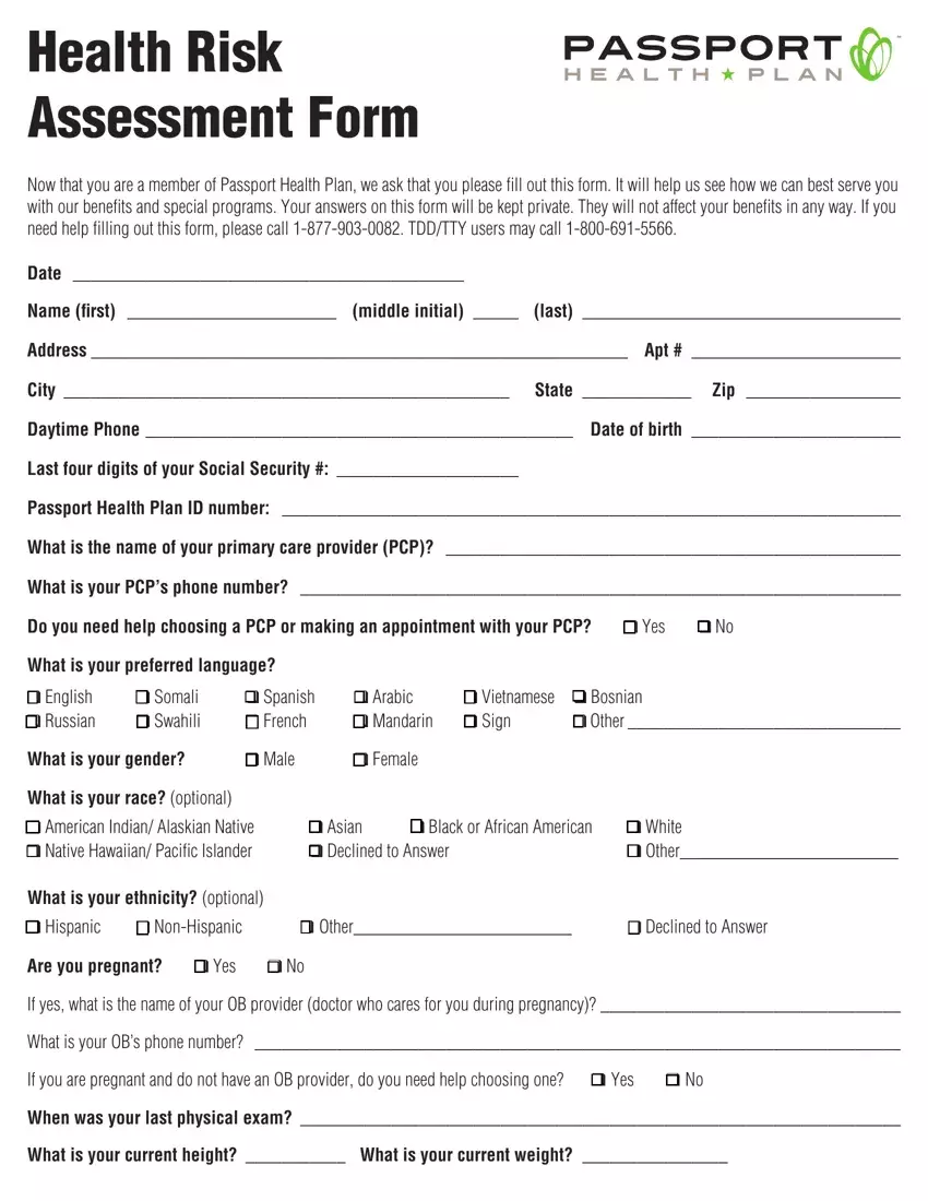 Health Risk Assessment Form Fill Out Printable PDF Forms Online