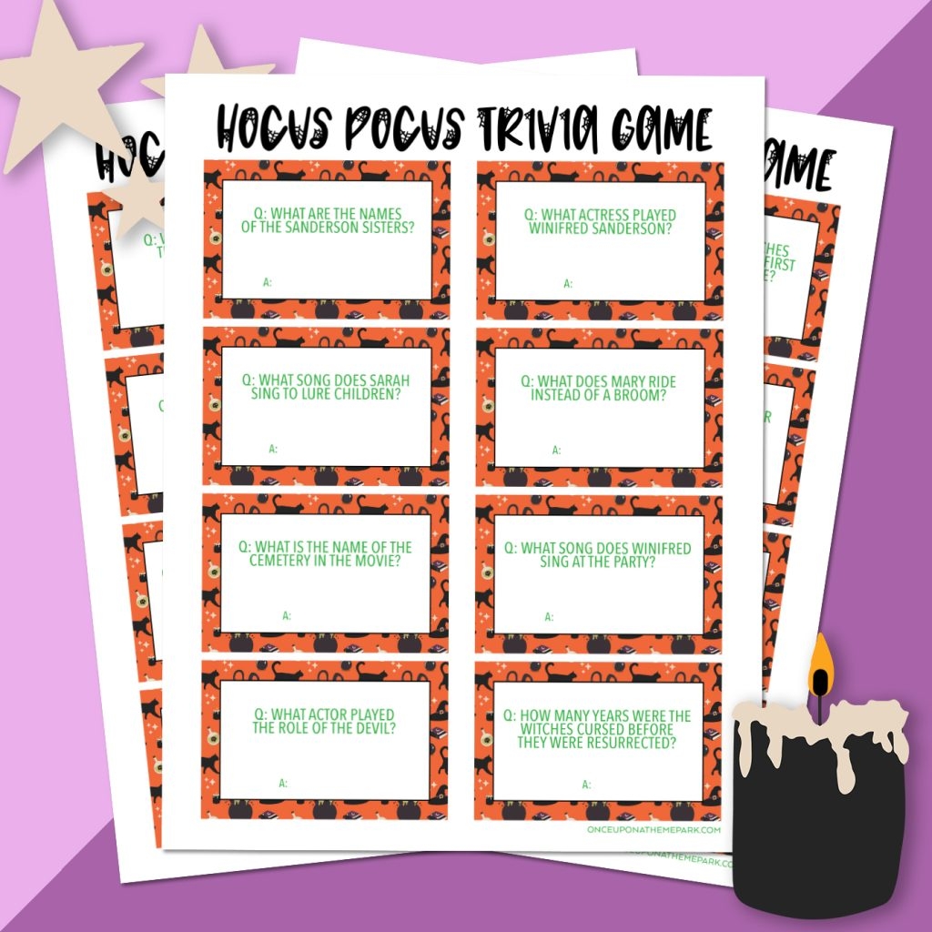 Hocus Pocus Trivia Printable Questions And Answers Once Upon A Theme Park