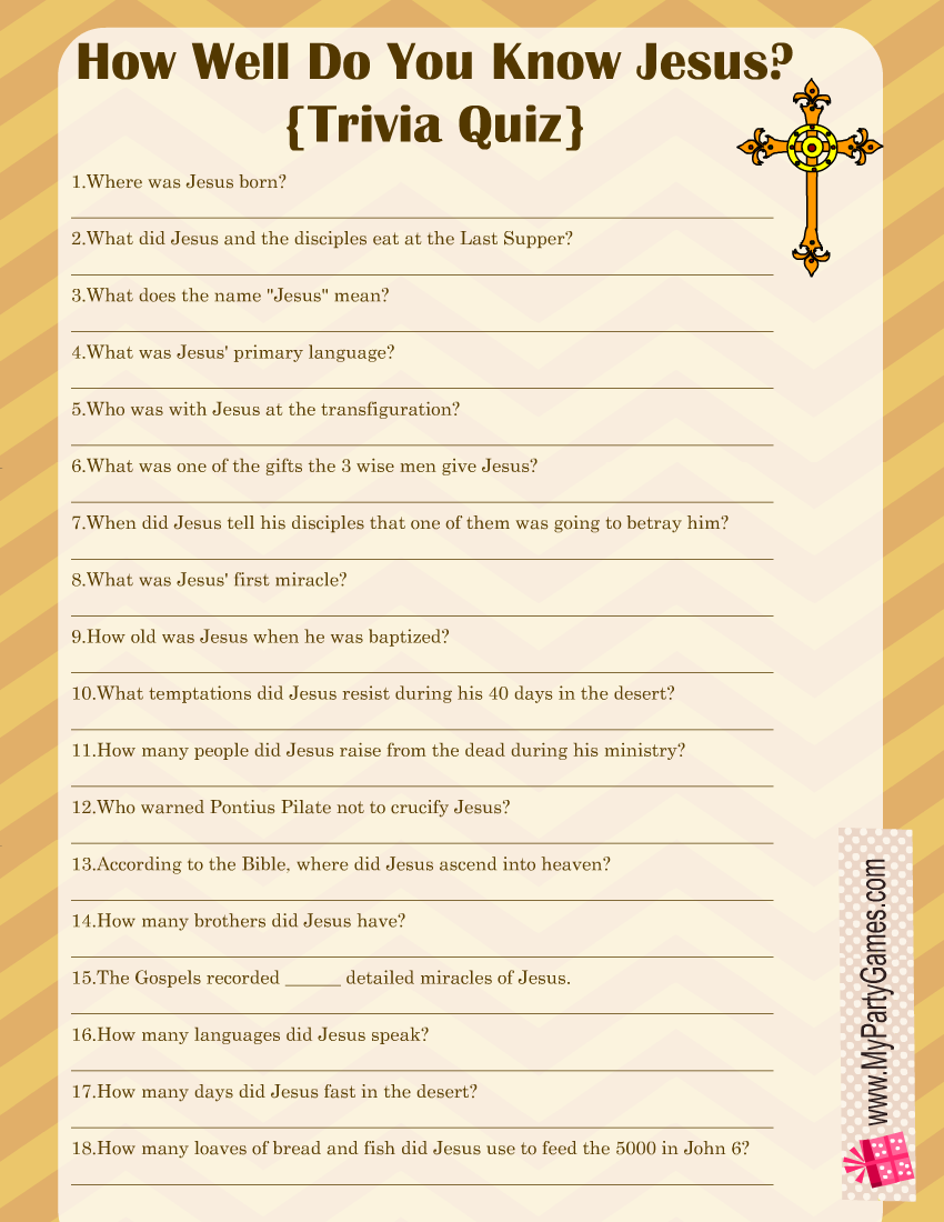 How Well Do You Know Jesus Free Printable Trivia Quiz