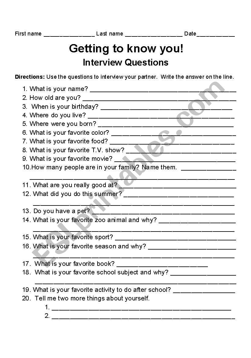Icebreaker ESL Worksheet By Cristina Ann