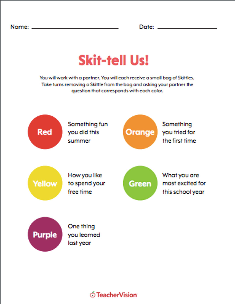 Icebreaker Worksheets Activities For Back To School TeacherVision