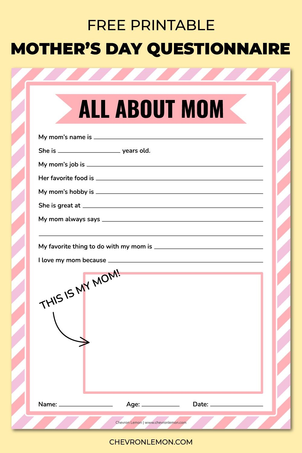 Christian About Mom Questionnaire Printable