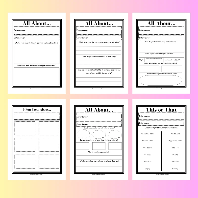 Interview A Friend Worksheets Learn Grow Aspire