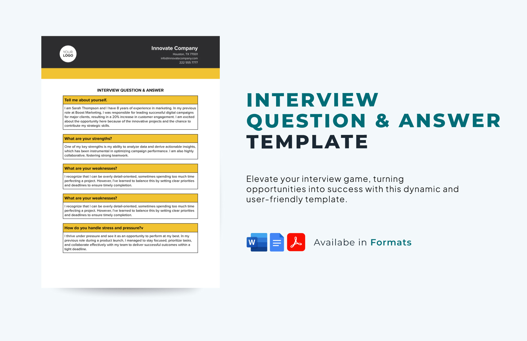 Interview Question Answer Template In Word PDF Google Docs Download Template