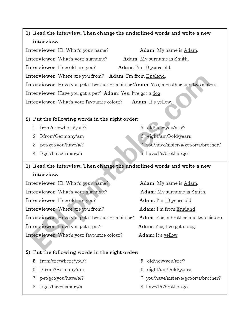 Interview Questions And Answers ESL Worksheet By Naty g