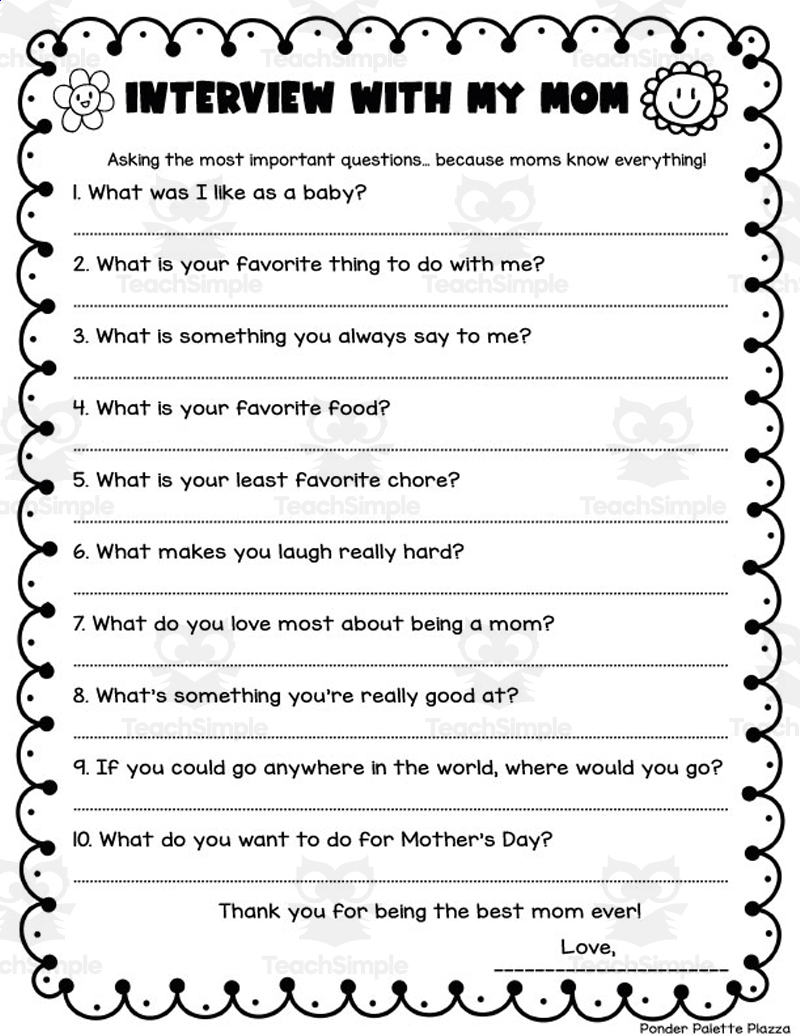 Interview With My Mom Mother s Day Activity By Teach Simple