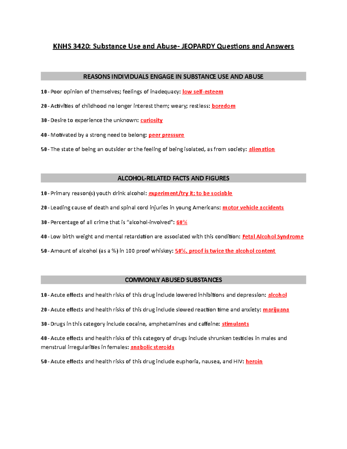 Jeopardy Substance Use And Abuse Questions And Answers In RED KNHS 3420 Substance Use And Studocu