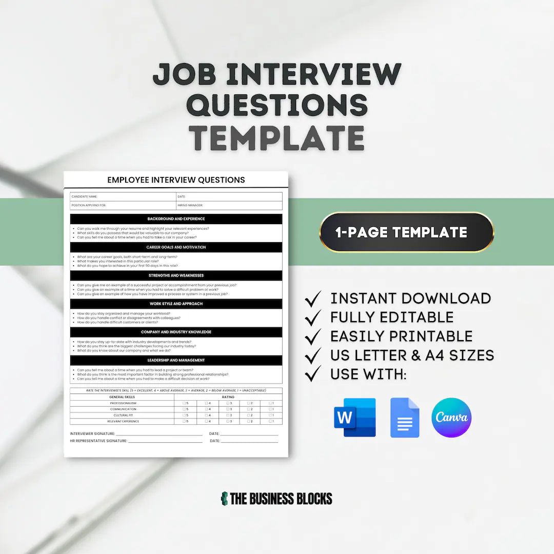 Printable Questions to Ask during Interview for a Job Position