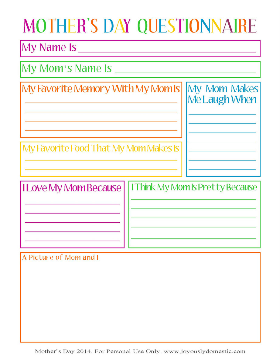 Joyously Domestic FREE Mother s Day Questionnaire Printable