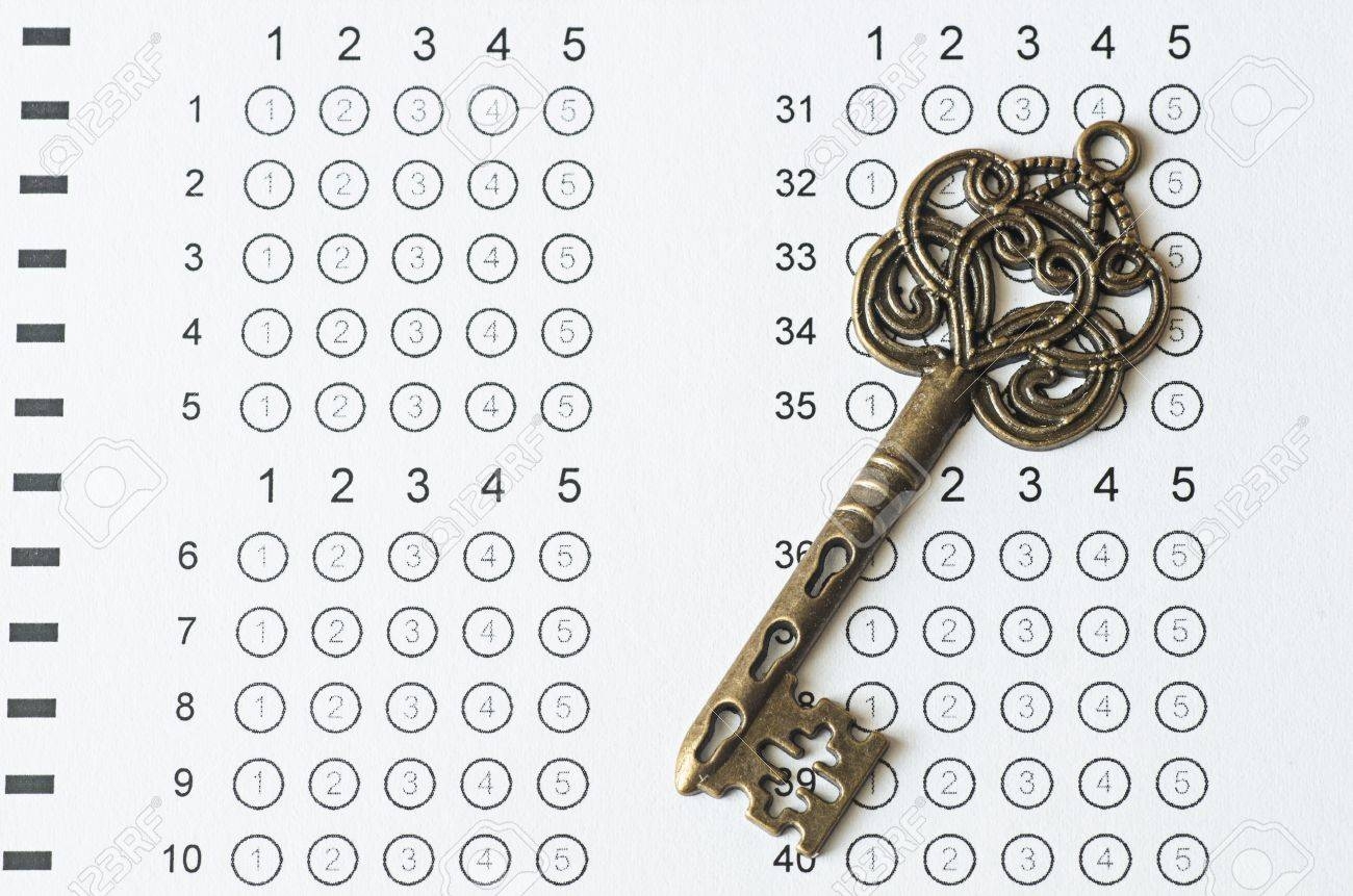 key on blank answer sheet stock photo picture and royalty free image image 41531980