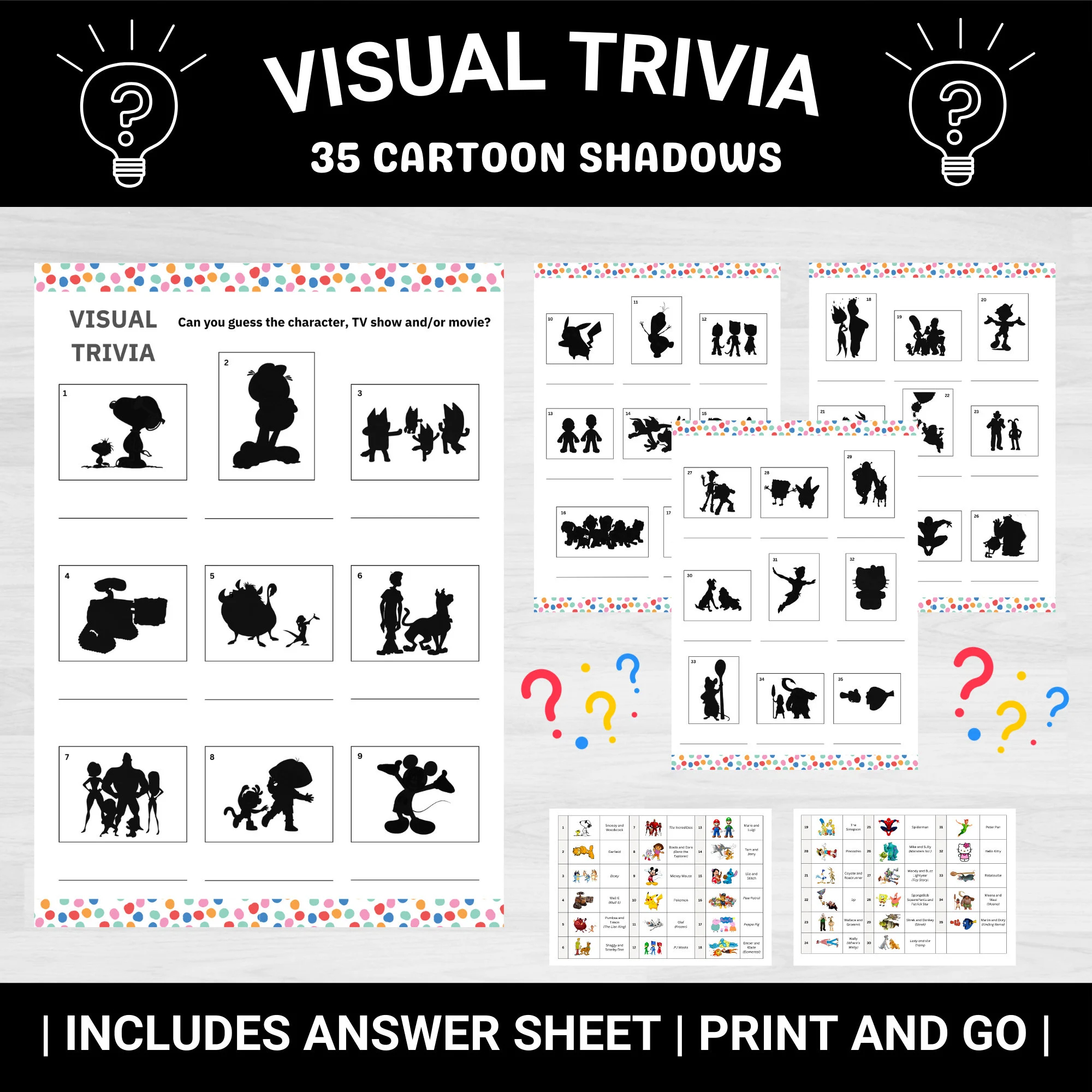 Kid s Trivia Quiz Cartoon Trivia Visual Trivia Quiz Printable Cartoon Quiz Trivia Party Travel Games Party Games Family Games Etsy
