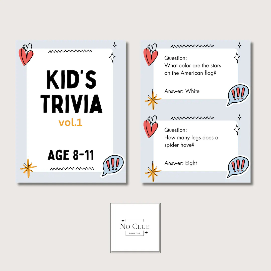 Kids Trivia Game Vol 1 30 Questions Answers Digital File Fun And Educational Quiz Game For Ages 8 11 Etsy