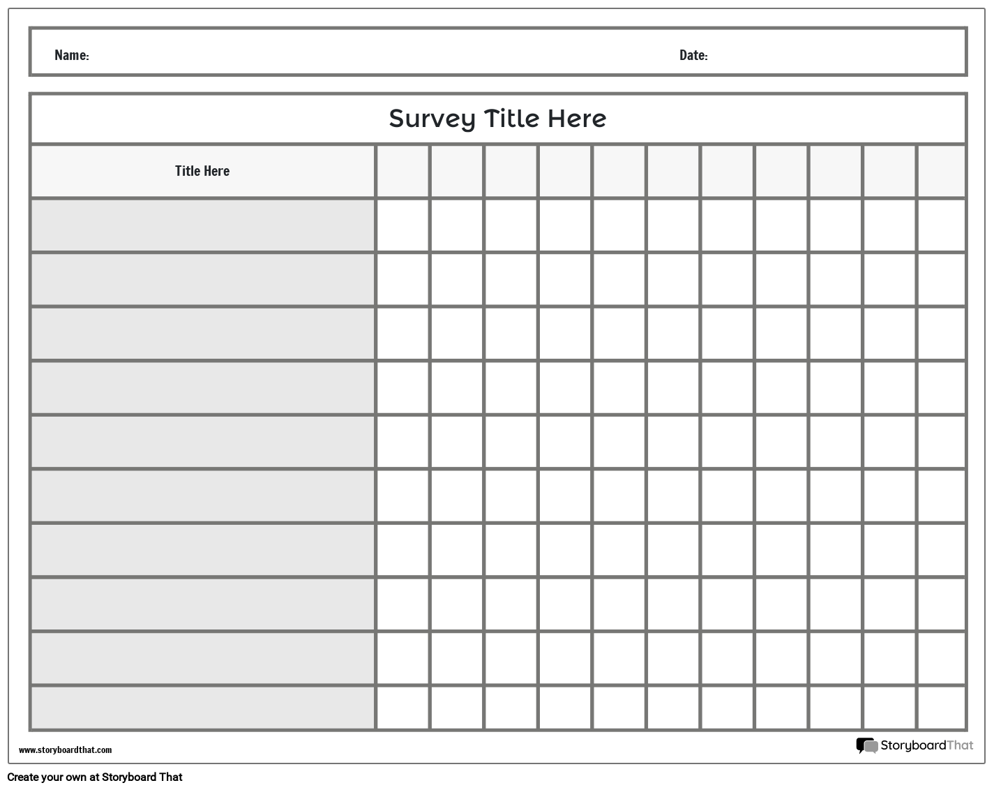 Landscape Table Based Survey Worksheet Design Worksheets Library