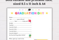 Last Day Of School Printable Graduation Keepsake End Of School Questionnaire Kindergarten Preschool Graduate Interview Handprint Craft Etsy