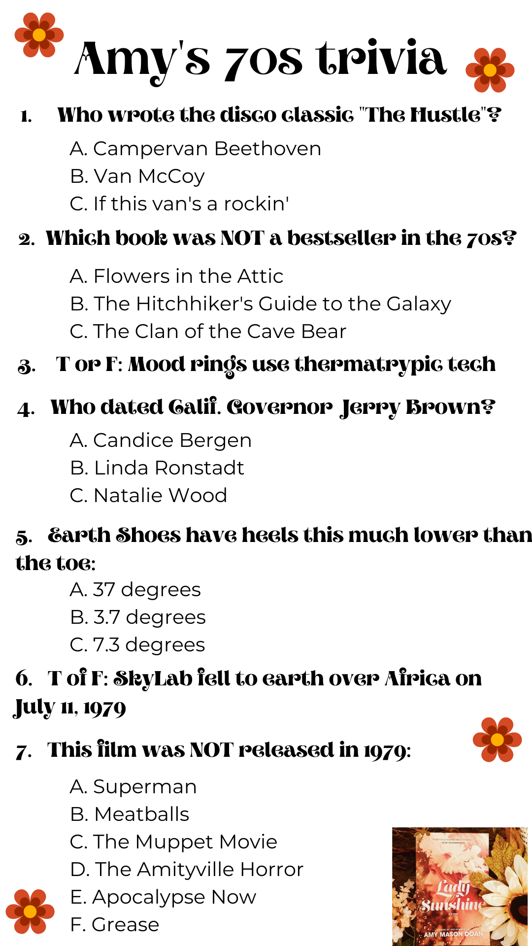 Launch Party 70s Trivia Giveaway Amy Mason Doan