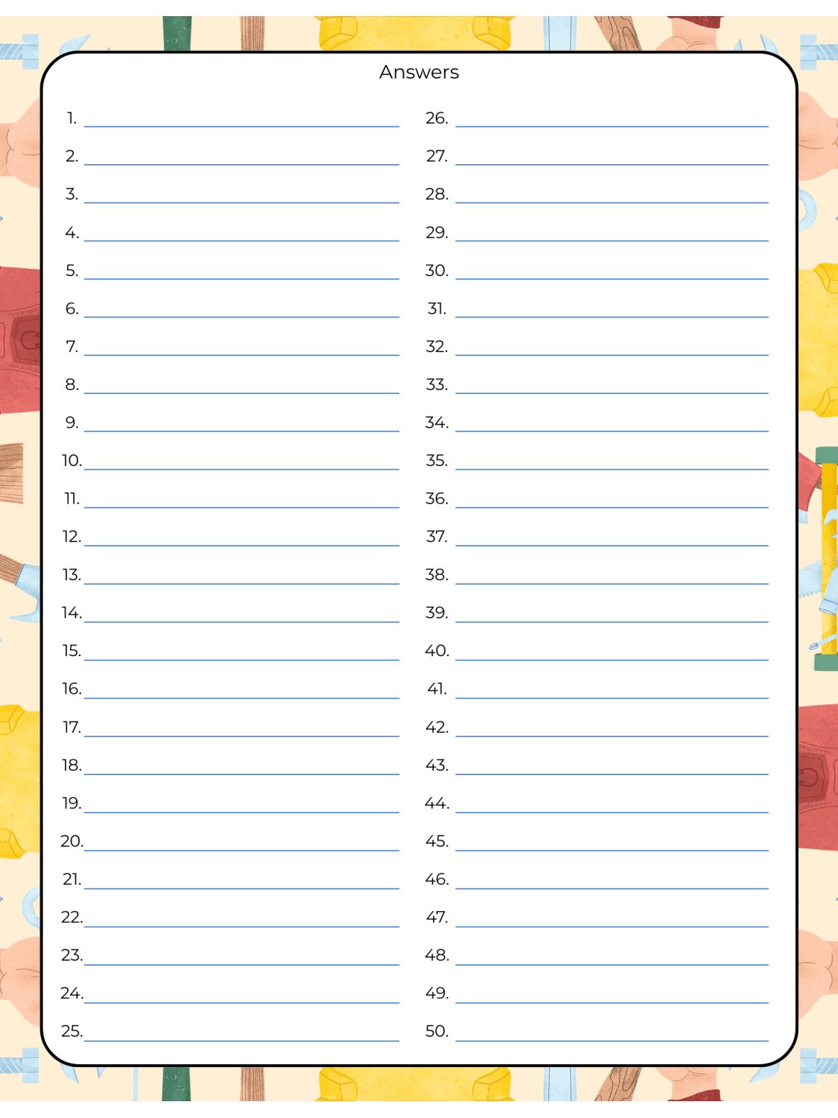 Summer Days Trivia Answer Key Printable