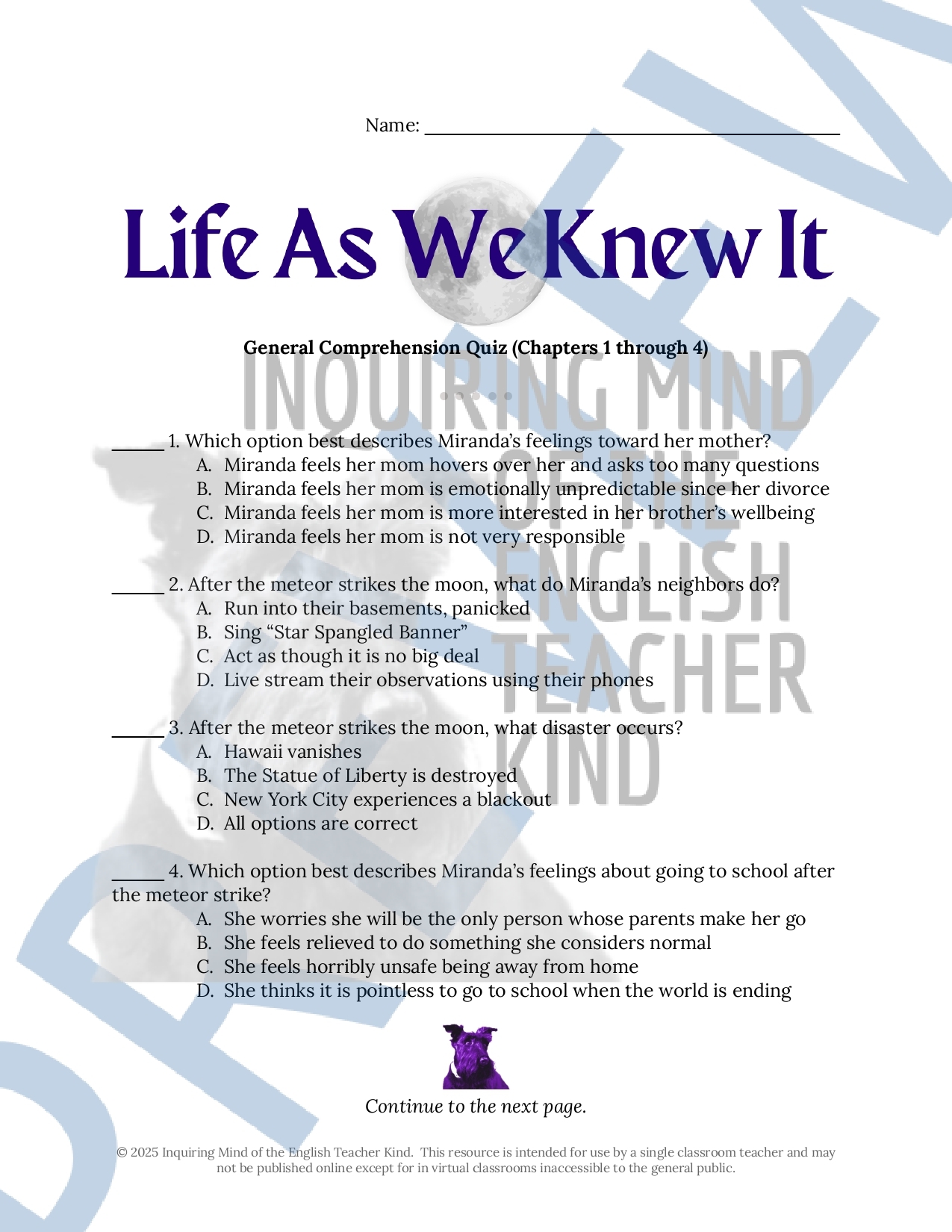 Normal Printable Answer Sheet