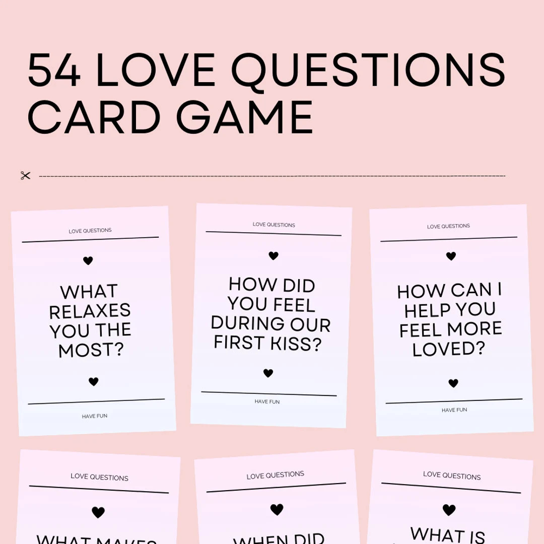 Love Question Card Game Get To Know You Game For Date Nights Married Couples And Partners 54 Conversation Cards Printable In Love Theme Etsy