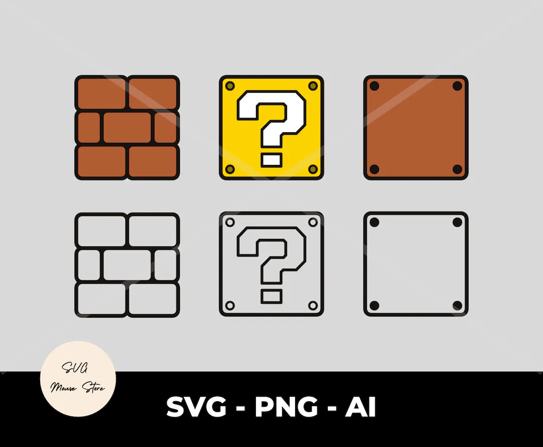 Mario Box Pack Question Block Brick Layered Svg Files Png Digital Download Super Mario SVG For Cricut Cut File Cutting Machines Etsy