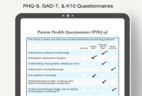 Mental Health Printable PHQ 9 GAD 7 K10 Questionnaires Depression Anxiety Therapy Psychological Distress Digital Download PDF Etsy