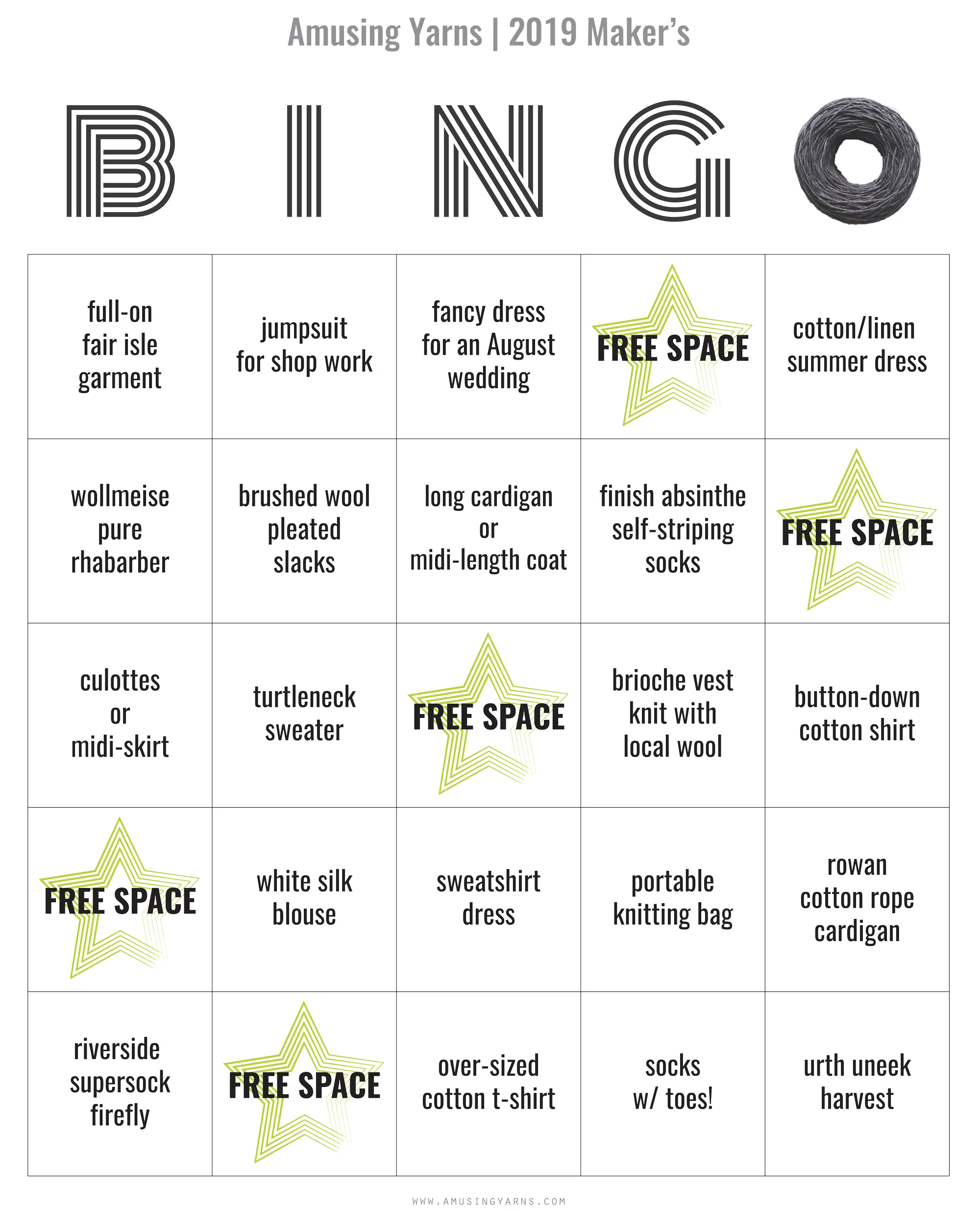 More On Maker s Bingo Cards By Amusing Yarns