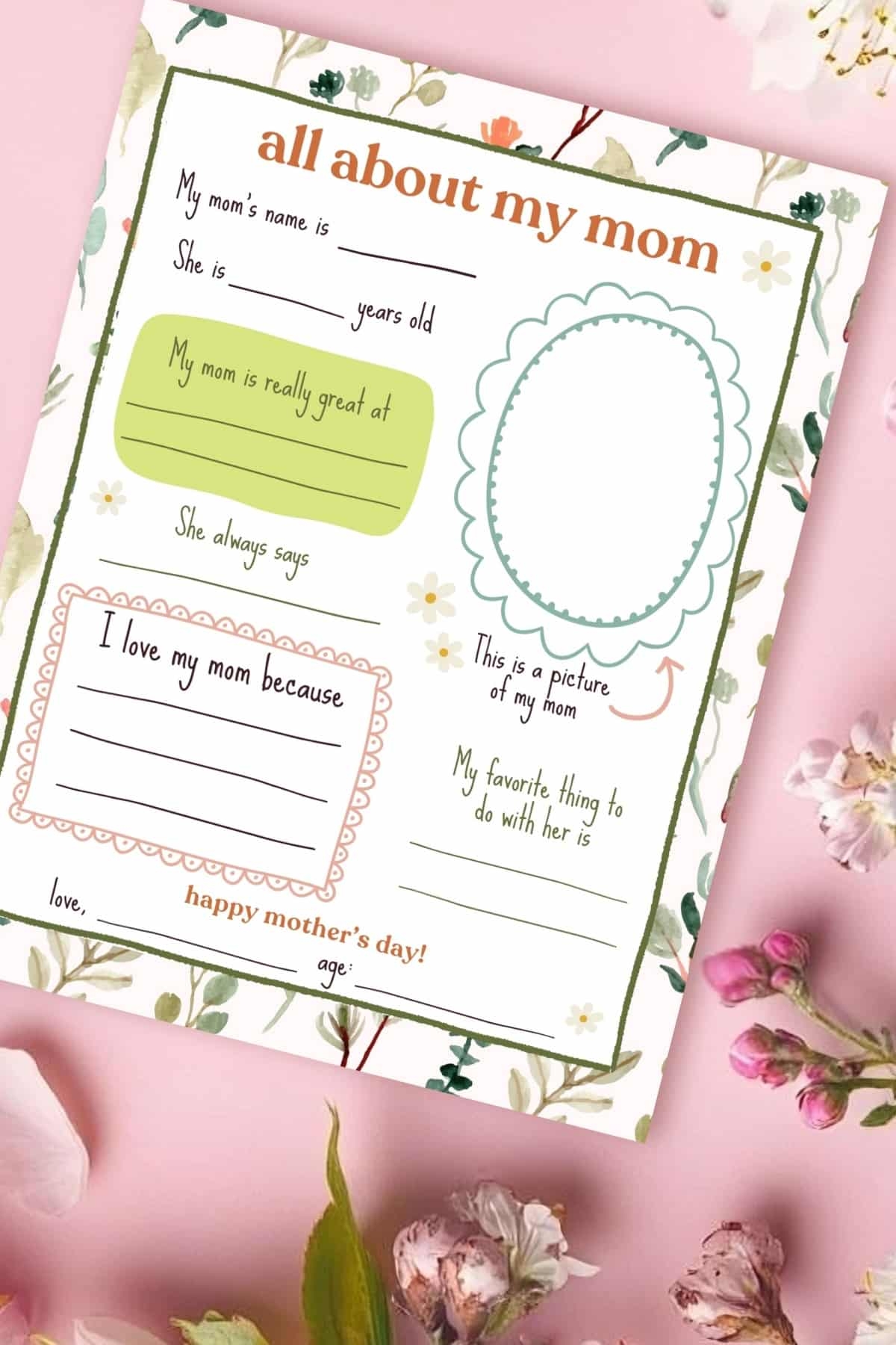 Mother s Day All About My Mom Printable Completely Christmas