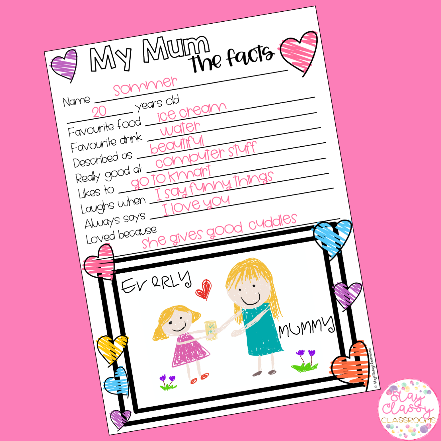 Mother s Day Fact Sheet Editable Stay Classy Classrooms