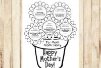 Mother s Day Flower Questionnaire Kid s Worksheet With Questions About Mom Gift For Mom Black And White Keepsake Flowers Etsy