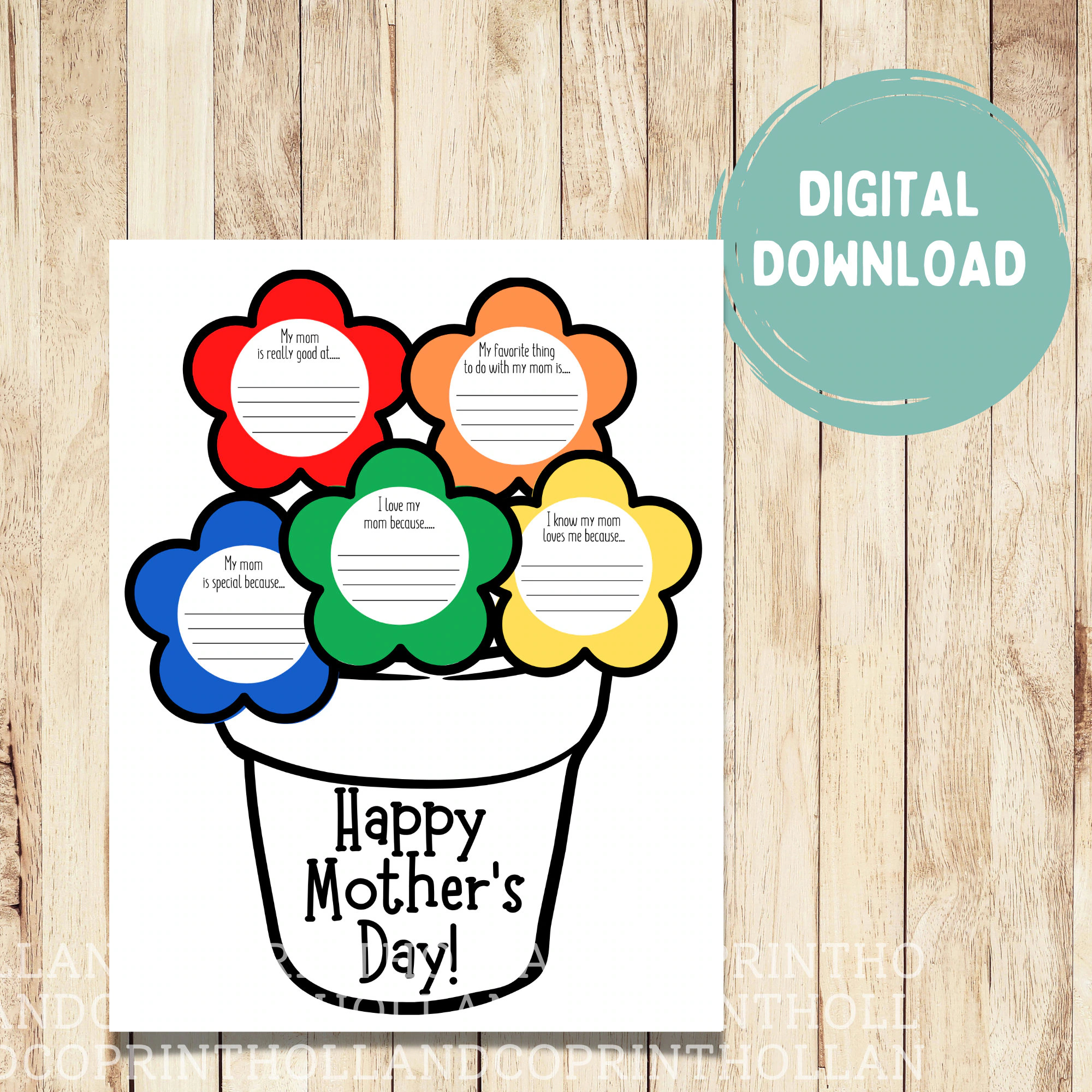 mother s day flower questionnaire kid s worksheet with questions about mom gift for mom diy mother s day present keepsake flowers etsy