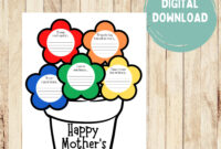 Mother s Day Flower Questionnaire Kid s Worksheet With Questions About Mom Gift For Mom DIY Mother s Day Present Keepsake Flowers Etsy