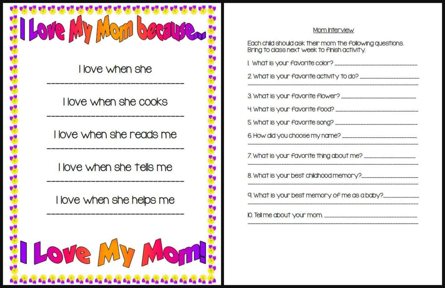 mother s day interview easy printable questions for kids