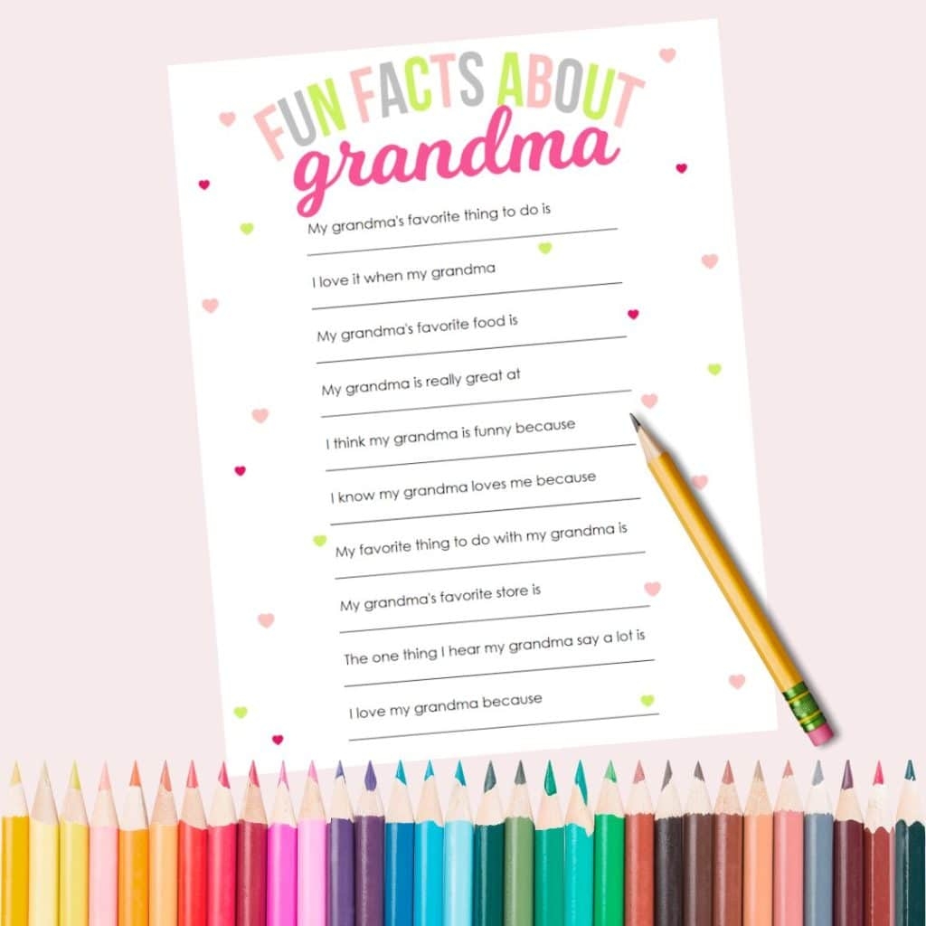 About My Grand Parent Printable Questionaire