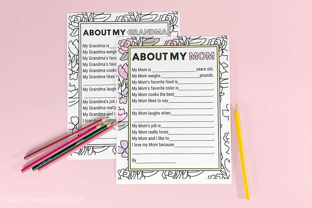 Mother's Day Questions Printable