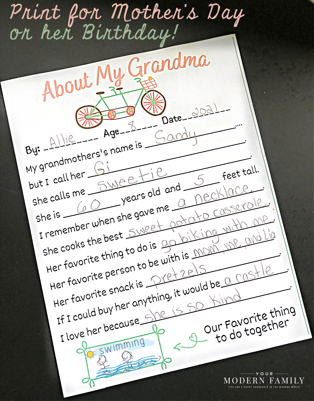 Mother s Day Questionnaire The PERFECT Gift For Mom Grandma Your Modern Family