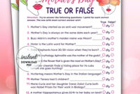 Mother s Day Trivia Quiz True Or False Game Mother Day Trivia Game Printable Mothers Day Party Game Mothers Day Game Brunch Games Etsy
