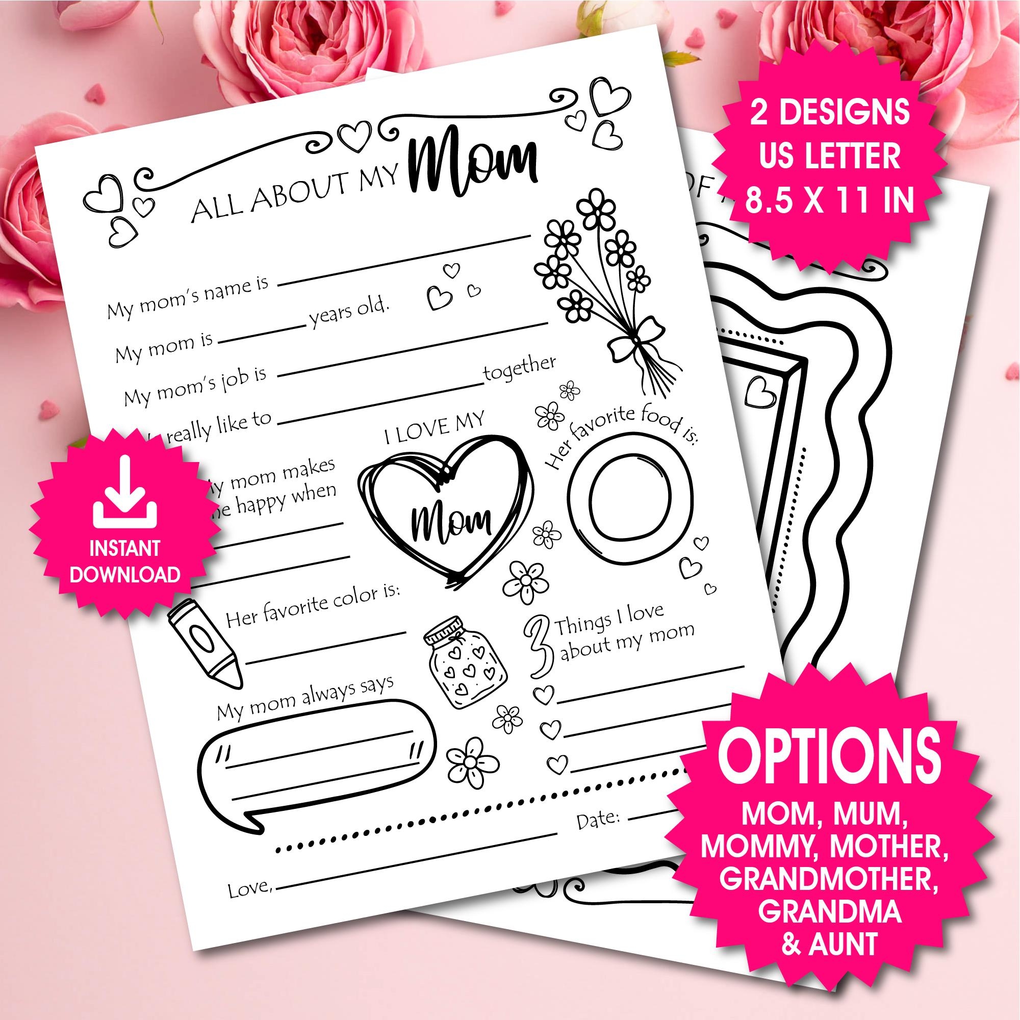 Mothers Day Printable Questionnaire Etsy