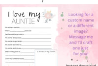 Mothers Day Questionnaire Aunt Etsy